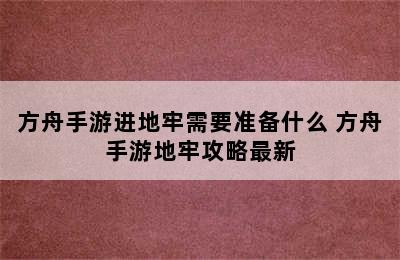 方舟手游进地牢需要准备什么 方舟手游地牢攻略最新